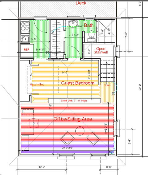 A floor heating system layout.